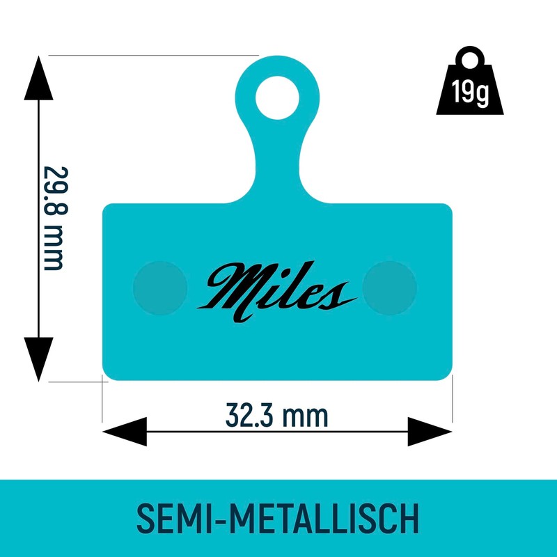 Miles Racing E-Bike Disc Brake Pads Semi-Metallic for Shimano XTR,
