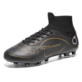Football Cleats Men, Indoor Outdoor High Top Soccer Shoes Lightweight Shock Resistant Training Boots Breathable Professional Turf Shoes Sport Athletic Ground Football Boots FG Soccer Cleats for Men