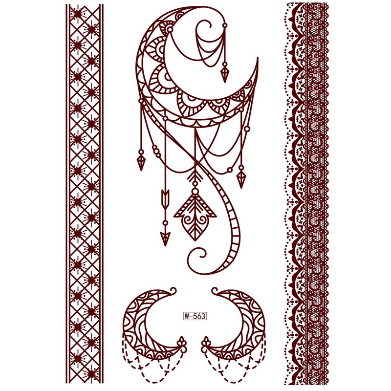 Set of 3 Temporary Tattoos Lace Tattoos Brown Set B-2