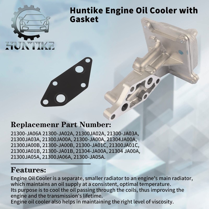 Huntike 21300-JA06A Engine Oil Cooler with Gasket Compatible with N-issan