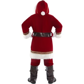 Boveco 10PCS Deluxe Christmas Santa Claus Costume Men Santa Suit Cosplay Adult Red Velvet Outfit Xmas Holiday Party 2XL