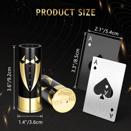 Yoption 16 Pcs Groomsmen Gifts Set, 8pcs Gauge Shot Glasses with 4pcs Black and 4pcs White Credit Card Size Bottle Openers for Wedding Party Proposal Groomsmen Bridesmaid Favors