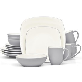 Noritake Colorwave Slate 16-Piece Square Set, Service for 4 in Grey/Slate