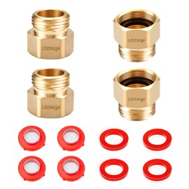 Litorange 4 Pack Lead-Free Hose Bib Adapter, 1-1/16" Fine Thread Female x 3/4 GHT Male Backflow Preventer Adapter with Washers for U.S. Standard Arrowhead Hose Bibs & Vacuum Breaker Faucet Fitting