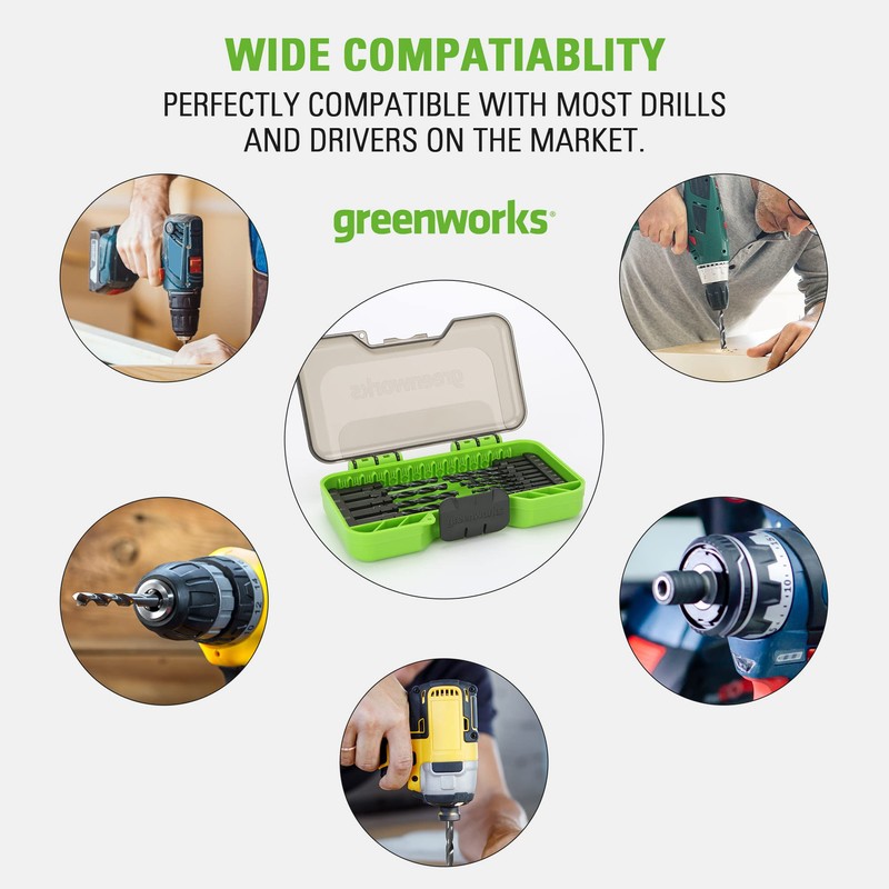 Greenworks 14 Pcs Black Oxide Drilling Bit Set,135 Degree Split