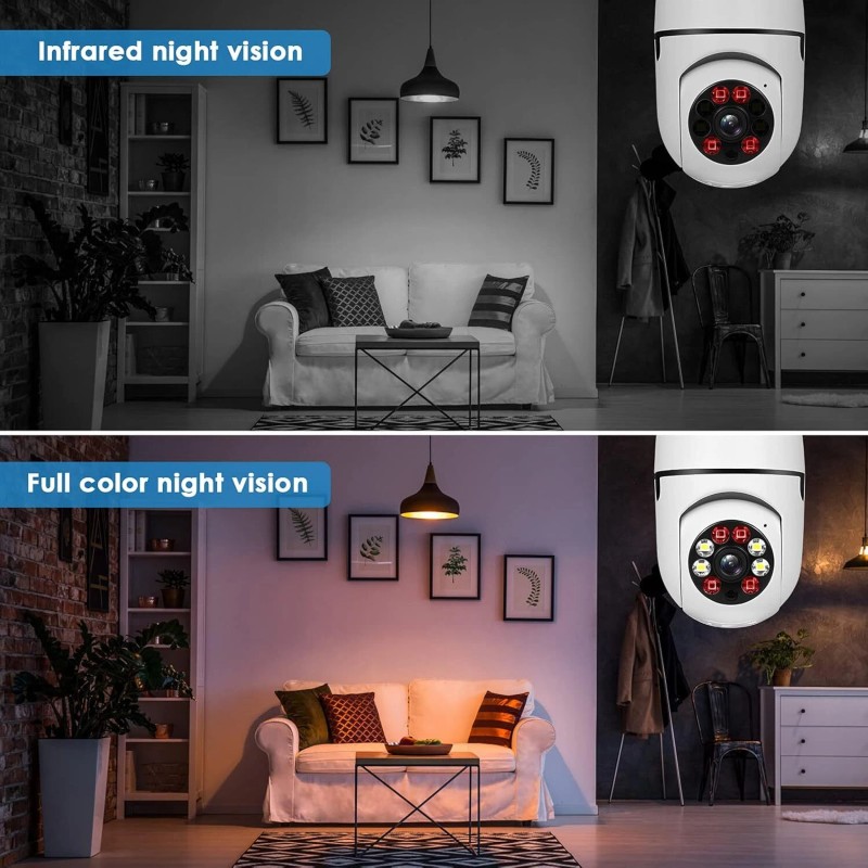 Wesecuu 2MP Wireless Light Bulb Security Camera 2.4G WiFi Outdoor