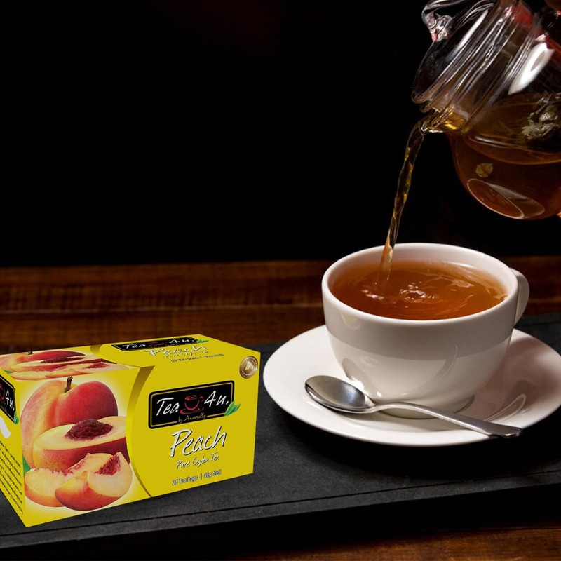 Tea4U Flavored Black Ceylon TeaBags (Peach) - Ideal Quality from