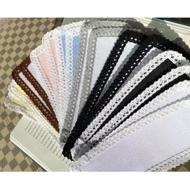 16pcs of 14count Multicolor aida Fabric Bookmarks to do Cross Stitch,Cotton aida Fabric,lace Edged,32x100aida,size9x20cm, Blank Cross Stitch Bookmarks