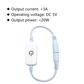 AKZYTUE 2 Pcs LED Touch Inline Dimmer Switch Controller, 5V 3A DC Cord Tact Switch Controller for Single Color Emitting Diode Strip Light