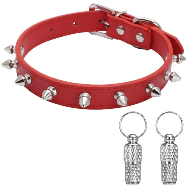 Suiecuor Leather Dog Collar with Spikes Bullet Nail Rivet Dog
