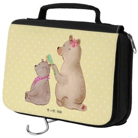 Parent-New Mr. & Mrs. Panda Toiletry Bag Bear with Child, yellow, Hand drawn
