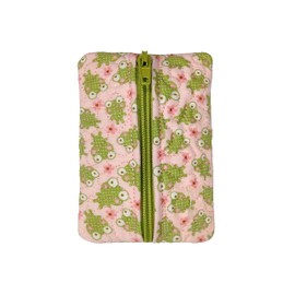 Mini Zipper Pouch (Pink, Frogs)