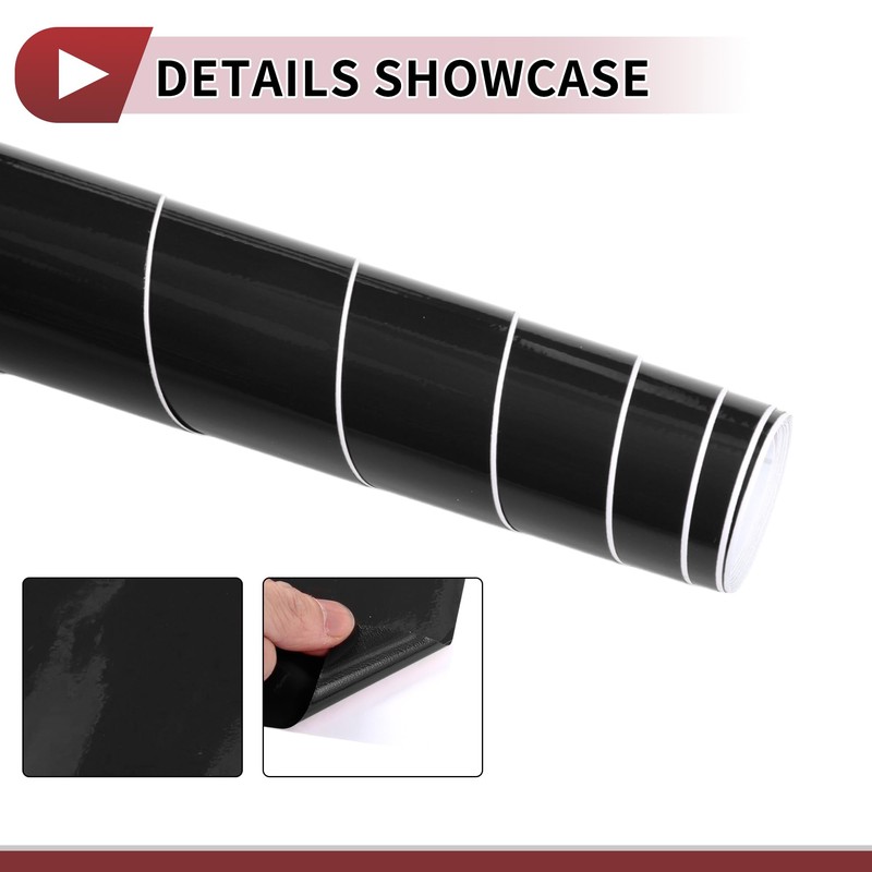 X AUTOHAUX Black Protective Car Wrap Film 0.33ft x 59.84inch