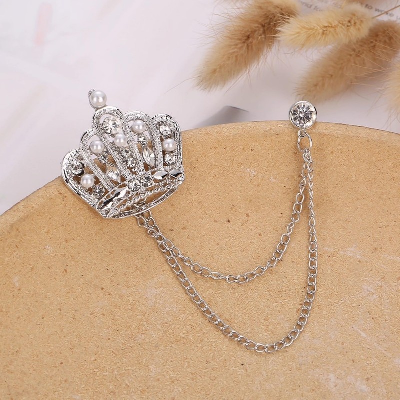 QPHYFXF Gifts for Husband: Retro Crown Lapel Pin with Long