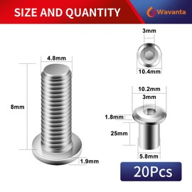 20Pcs M5 x 25mm Flat Head Hex Socket Cap Screws Bolts with Allen Wrench, 304 Stainless Steel Furniture Connector Bolts M5 Screw Barrel Nuts Kit Binding Screws for Crib Replacement Belt Cabinet