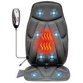 Vibration Back Massager Seat Cushion – 8 Motors, 5 Modes, 2 Heat Levels. Pure Vibrating, No Knead. for Office and Home Chair. Gift for Mom, Dad, Wife, Husband.