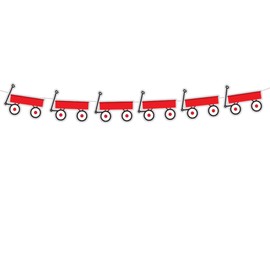 4" Tall Red Wagon Garland, Red Wagon Banner, Red Wagon Decorations