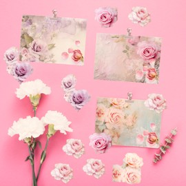 GLKTOPO Scrapbook Paper Pack, Pink Watercolor Rose Flower Pattern Paper, 6 Inches Single-Sided Decopodge Paper, Spring Floral Decorative Supplies for Card Making Album Background - 24 Sheets (R2350)