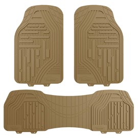 FH Group F11322 Classic Rubber Trimmable Floor Mats (Beige) Full Set - Universal Fit for Cars Trucks and SUVs
