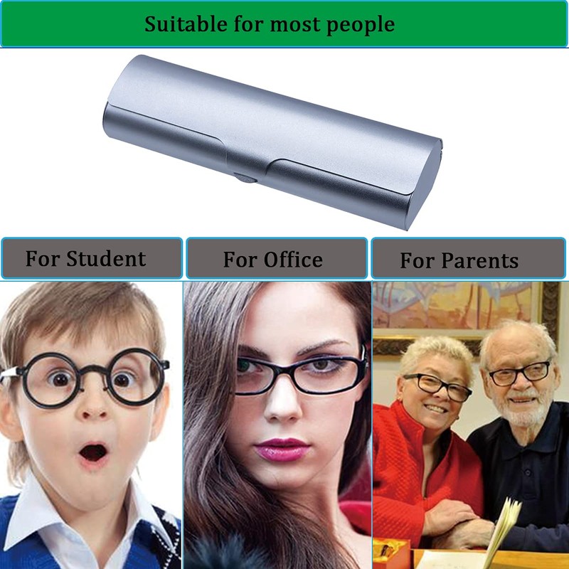 Philley Eyeglass Case Aluminum Ultra-Light Hard Myopia Glasses Case (Silver)