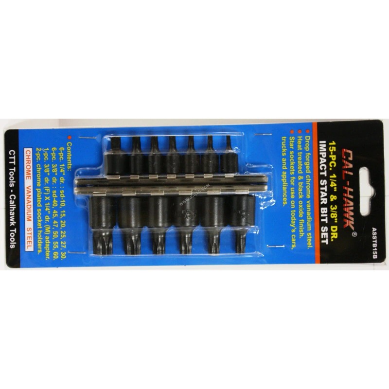 Calhawk 15 pc Air Impact Tamper Proof Star Bit Socket