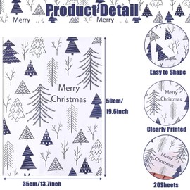 Hjvvr Christmas Tissue Paper,20sheets Christmas Tree Wrapping Tissue Paper,50x35cm Merry Christmas Tissue Paper for Xmas Party