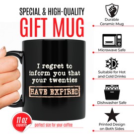 30th Birthday mug for men or women | Funny gift for someone who is turning 30 years old | Original and unique gift idea for him or her | I Regret Twenties