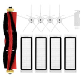 Replacement Spare Parts Compatible with Roborock S5, S5 Max, S4 Max, S6, S6 MaxV, E4, E5, S4 Robotic Vacuum Cleaner Backup Kit with 1 Roller 4 Side Spin Brush 4 Hepa Filter Attachments NOT for Q5