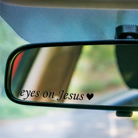 3 Pcs Eyes On Jesus Rearview Mirror Stickers, Christian Decal for Mirror Window Bumper Laptop, Vinyl Tumbler Affirmation Reminder Faith Religious Stickers, Bible Verse Christian Gift (Black)