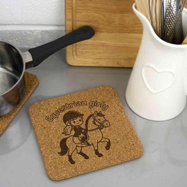 'Equestrian Girly' Square Cork Trivet/Pot Stand (TR00030186)