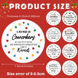 Burbell 36 Pcs Christmas Ornaments for Coworker, Xmas Funny Worker Friendship Gifts Ornaments Hanging, Coworker Appreciation Thank You Gifts for Office Christmas Tree Decorations(Berry)