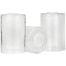GoldSwift 3 Pack Amber Crackle Glass Lamp Shade Replacement, 6-1/16" Tall, 1-5/8 Inch Fitter, Crackle Effect Farmhouse Cylinder Glass Lampshade Globe Cover