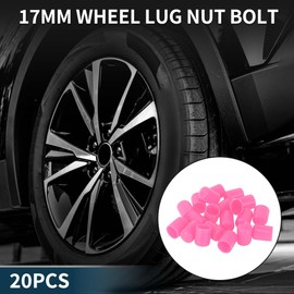 TUCKBOLD Wheel Lug Nut Bolt Cylindrical Shape Exterior Rims Tire Nut Screws Dust Cap Cover Nut Protection Pink 20pcs 17mm PVC