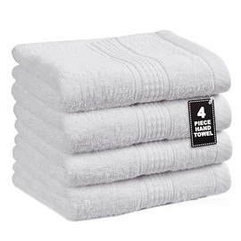 LANE LINEN Hand Towels for Bathroom - 4 Piece Set (16" x 28"), Soft & Absorbent, Premium White Hand Towels for Bathroom, 100% Cotton Towels for Everyday Use - White