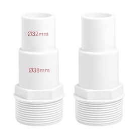 Pool Hose Connector, Hose Nozzle Pool Set Diameter 32 / 38 mm to 1.5 Inch Hose Barb, White
