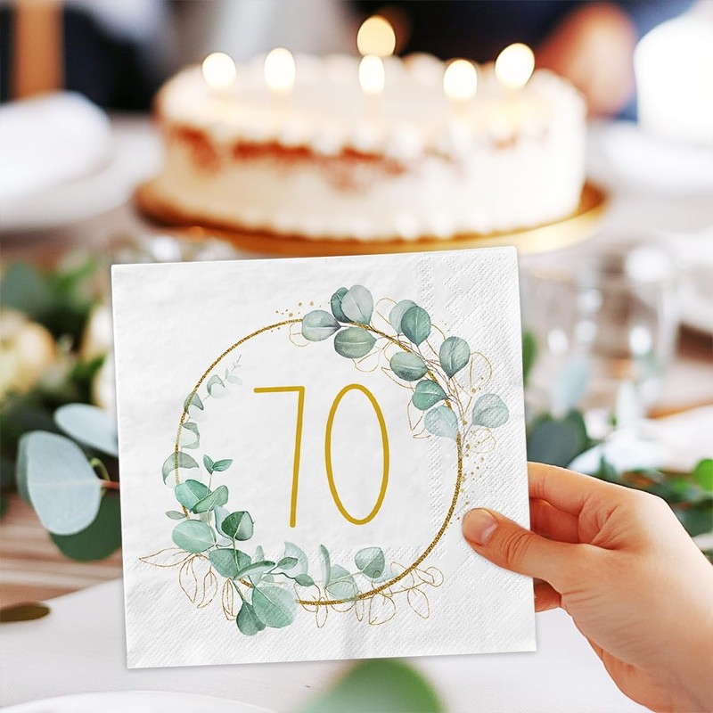 70th Birthday Eucalyptus Napkins Table Decoration
