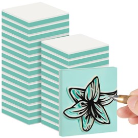 Frienda 12 Pcs 2" x 2" Rubber Carving Blocks Linoleum Blocks for Printmaking, Stamp Making, DIY Crafting, Scrapbook, Painting, Soft and Easy to Carve (White Green)