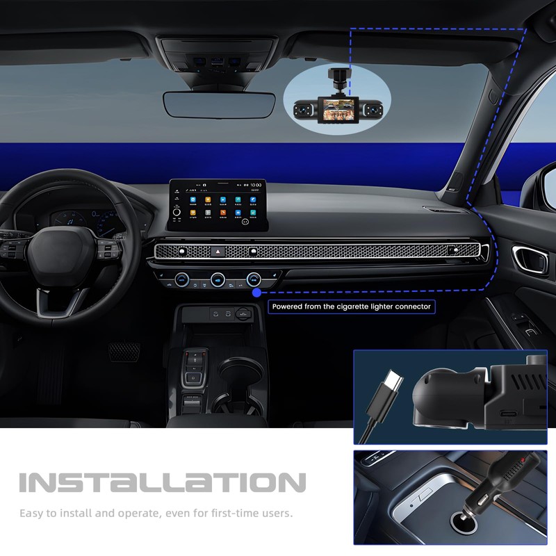 360° 4 Channel 1080P Dash Cam Front and Rear Inside