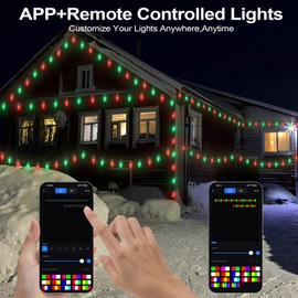 Christmas Outdoor Lights C9 66FT 100 LEDs, Smart APP Remote Control RGB String Lights Plug in, DIY Chasing Xmas Lights, Color Changing with Timer & Music Sync for Holiday Xmas Tree Decoration