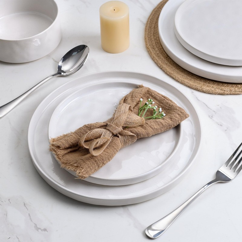 LIANYU 24 Piece Dinnerware Sets for 8, Stoneware Plates and