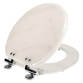 Solutions Deluxe Resin Marble Decorative Round Toilet Seat - Modern Home Design, No Slam, Slow Close