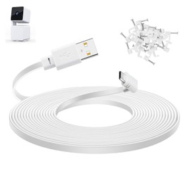 Smays 50 ft Extension Cable for WYZE Cam Pan v3 Outdoor Camera, Long Micro USB Power Adapter Cord, 90-Degree White