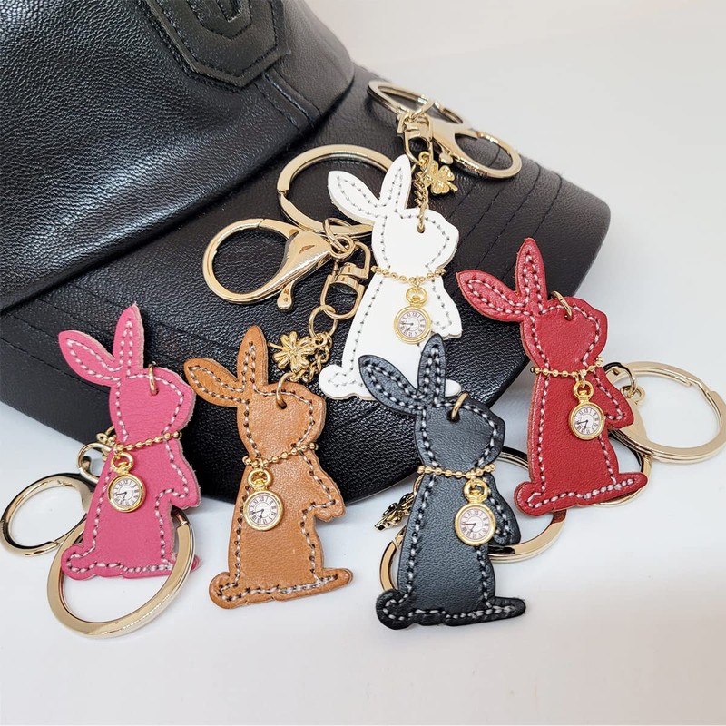 byDream Rabbit Key Chain, Cowhide Leather, Leather, Stylish, Cute, Rabbit