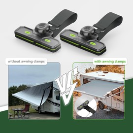 RVGUARD RV Awning Clamps Max, Upgraded Camper Awning Clip, UV Stabilized Nylon Material, Heavy-Duty Anti-Slip Pads, Prevents Tearing & Flapping, Strong Holding Power, 2 Pack