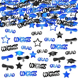 KatchOn, Shiny Blue and Black Congrats Grad Confetti 2025 - Pack of 1300 | Graduation Confetti Class of 2025 | Graduation Decorations 2025 | Class of 2025 Decorations