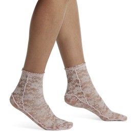 Hue Women's Fashion Shortie Anklet Socks, Assorted Sockshosiery, -buff pink - Lace, One Size