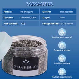 BAOSHISHAN Stainless Steel Pins 0.4 mm × 5 mm 300 g Polishing Pins Stainless Steel for Magnetic Cup Polisher Finisher (0.4 × 5 mm, 300 g)