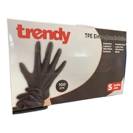 TPE Disposable Gloves Black Content Pack of 100 Powder-Free Latex-Free (S)