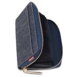 Need Network Men's Denim Card Case, Card Slots, Skimming Prevention, Large Capacity, Indigo Blue