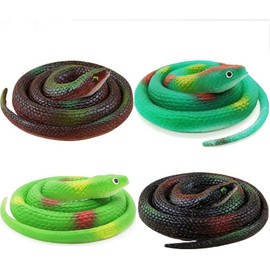 ZZF-LYA 4 Packs Realistic Rubber Snake Set-Plastic Forest Snakes Realistic Rubber Snake Assorted Colorful Fake Snake Figure Keep Birds, Squirrels, Rats Away